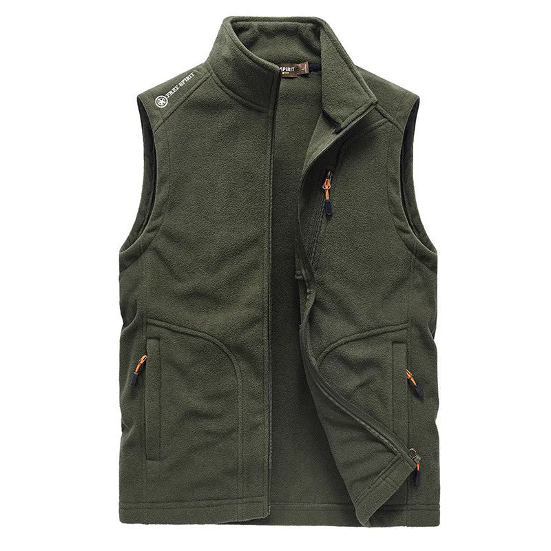 Herren Fleece-Weste mit Stehkragen, Reißverschlusstaschen und windabweisender Front Drune