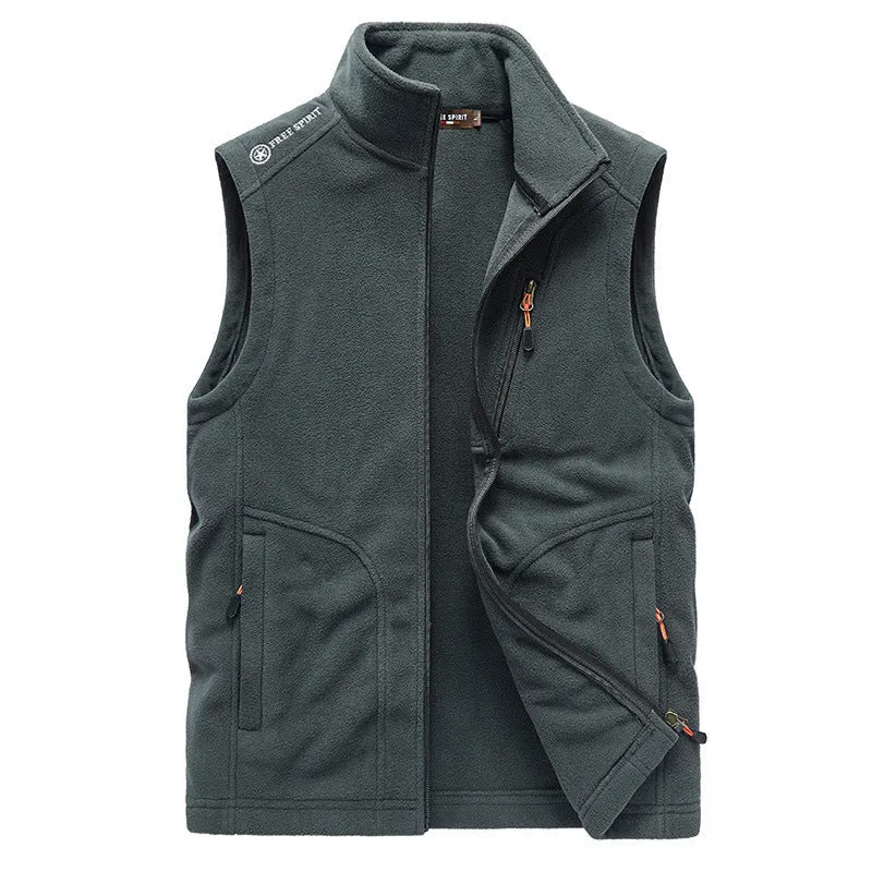 Herren Fleece-Weste mit Stehkragen, Reißverschlusstaschen und windabweisender Front Drune