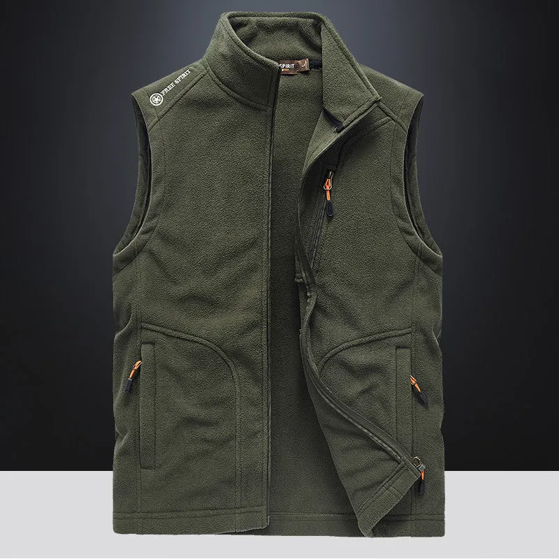 Herren Fleece-Weste mit Stehkragen, Reißverschlusstaschen und windabweisender Front Drune