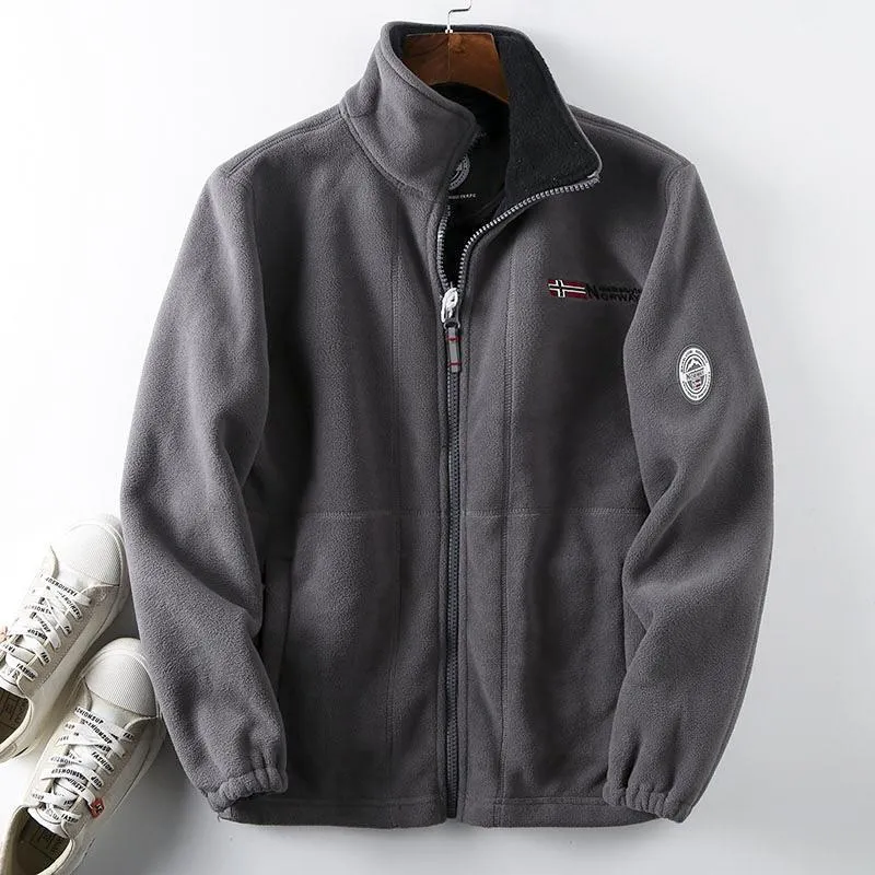 Herren Fleece-Outdoorjacke mit Teddyfleece-Innenlage, Stehkragen und Reißverschluss Drune