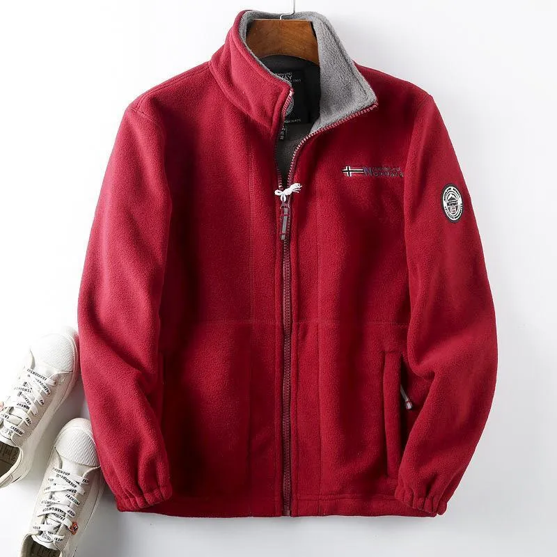 Herren Fleece-Outdoorjacke mit Teddyfleece-Innenlage, Stehkragen und Reißverschluss Drune