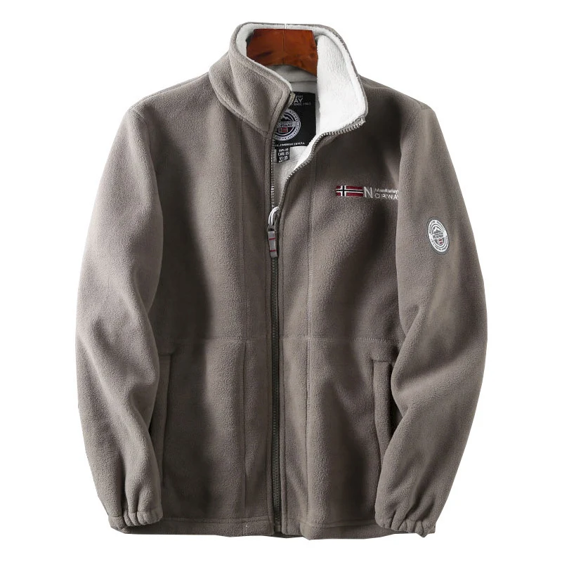 Herren Fleece-Outdoorjacke mit Teddyfleece-Innenlage, Stehkragen und Reißverschluss Drune