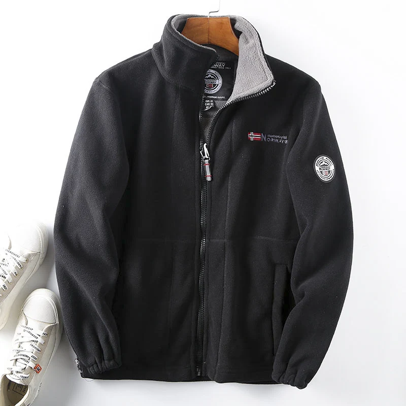 Herren Fleece-Outdoorjacke mit Teddyfleece-Innenlage, Stehkragen und Reißverschluss Drune