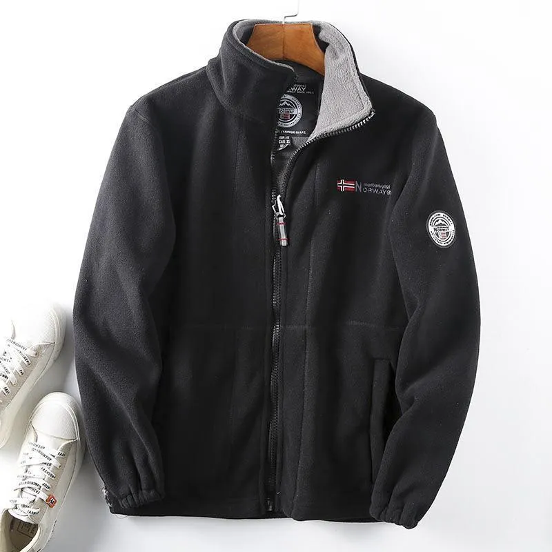 Herren Fleece-Outdoorjacke mit Teddyfleece-Innenlage, Stehkragen und Reißverschluss Drune