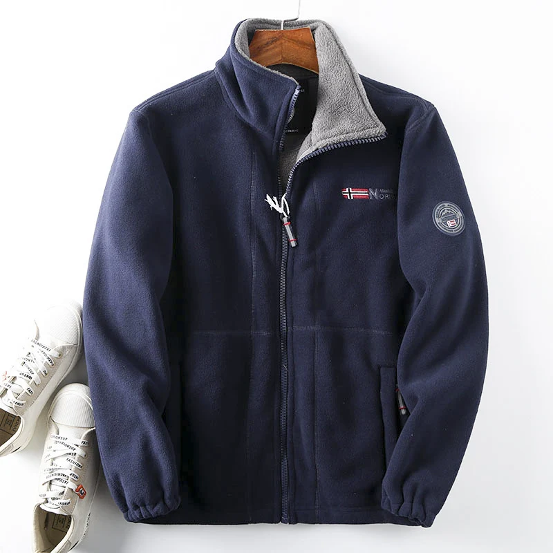 Herren Fleece-Outdoorjacke mit Teddyfleece-Innenlage, Stehkragen und Reißverschluss Drune