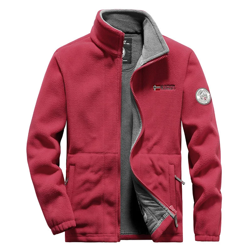 Herren Fleece-Outdoorjacke mit hohem Kragen, durchgehendem Reißverschluss und atmungsaktiver Microfleece-Fütterung Drune