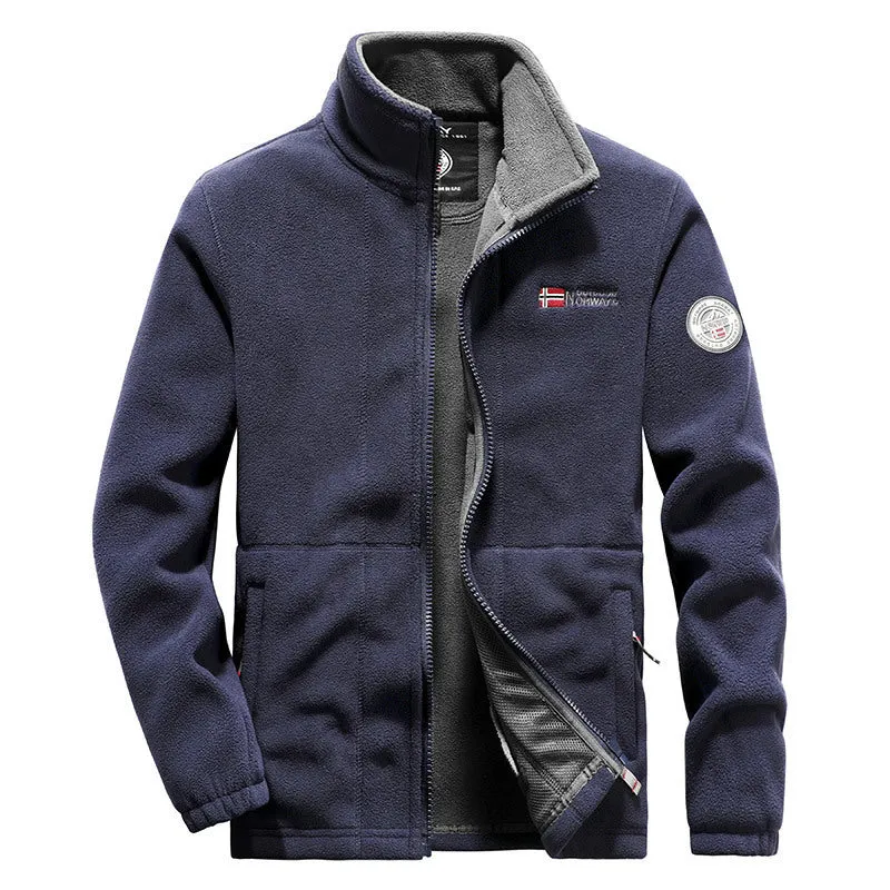 Herren Fleece-Outdoorjacke mit hohem Kragen, durchgehendem Reißverschluss und atmungsaktiver Microfleece-Fütterung Drune