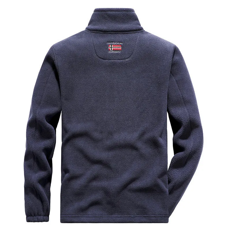 Herren Fleece-Outdoorjacke mit hohem Kragen, durchgehendem Reißverschluss und atmungsaktiver Microfleece-Fütterung Drune