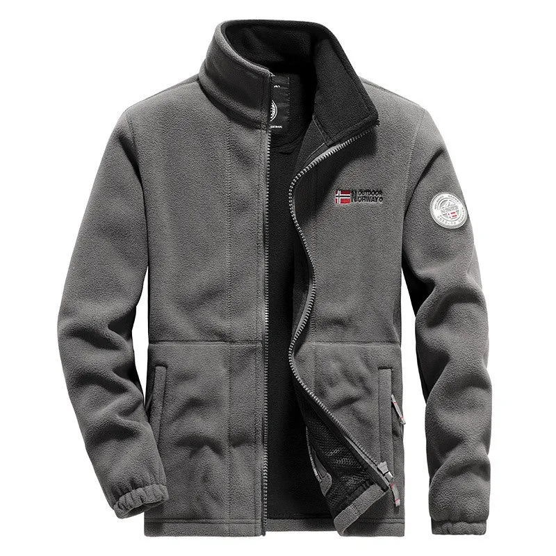 Herren Fleece-Outdoorjacke mit hohem Kragen, durchgehendem Reißverschluss und atmungsaktiver Microfleece-Fütterung Drune