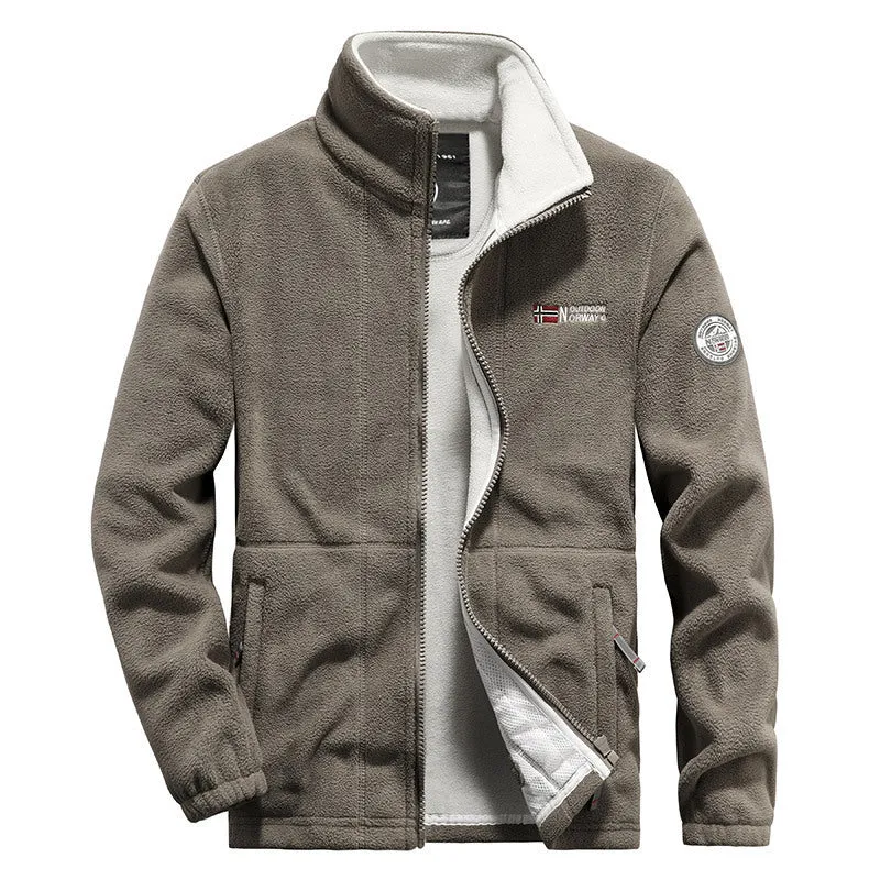 Herren Fleece-Outdoorjacke mit hohem Kragen, durchgehendem Reißverschluss und atmungsaktiver Microfleece-Fütterung Drune