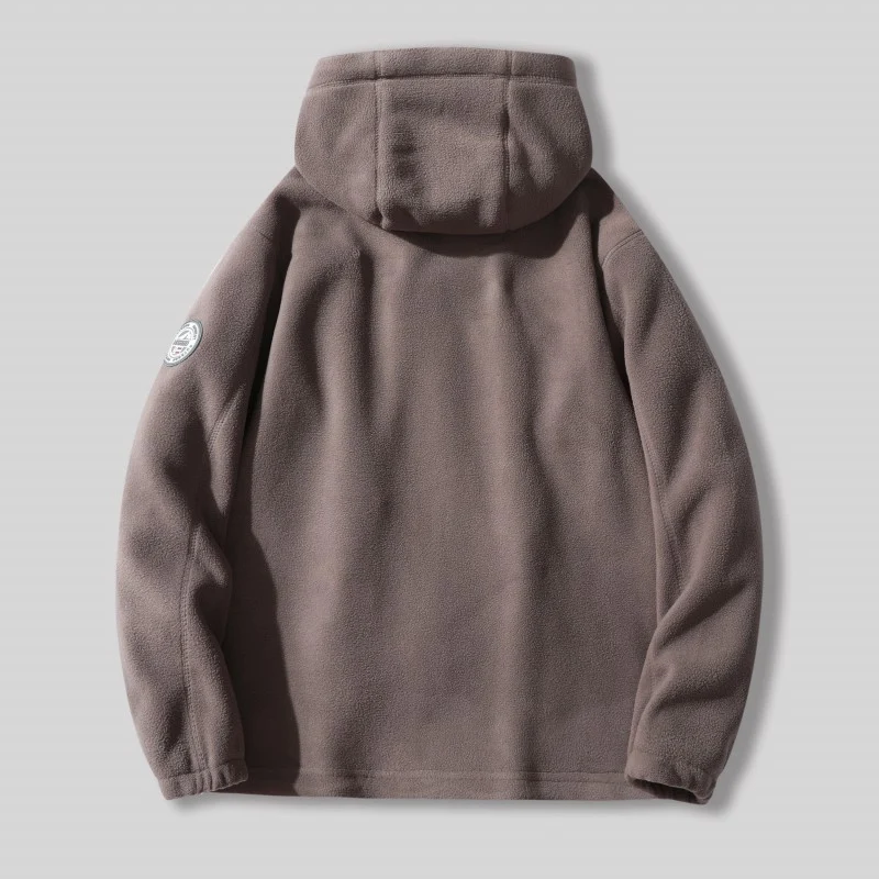 Herren Fleece-Kapuzenjacke mit Teddyfutter, durchgehendem Reißverschluss und Utility-Taschen Drune