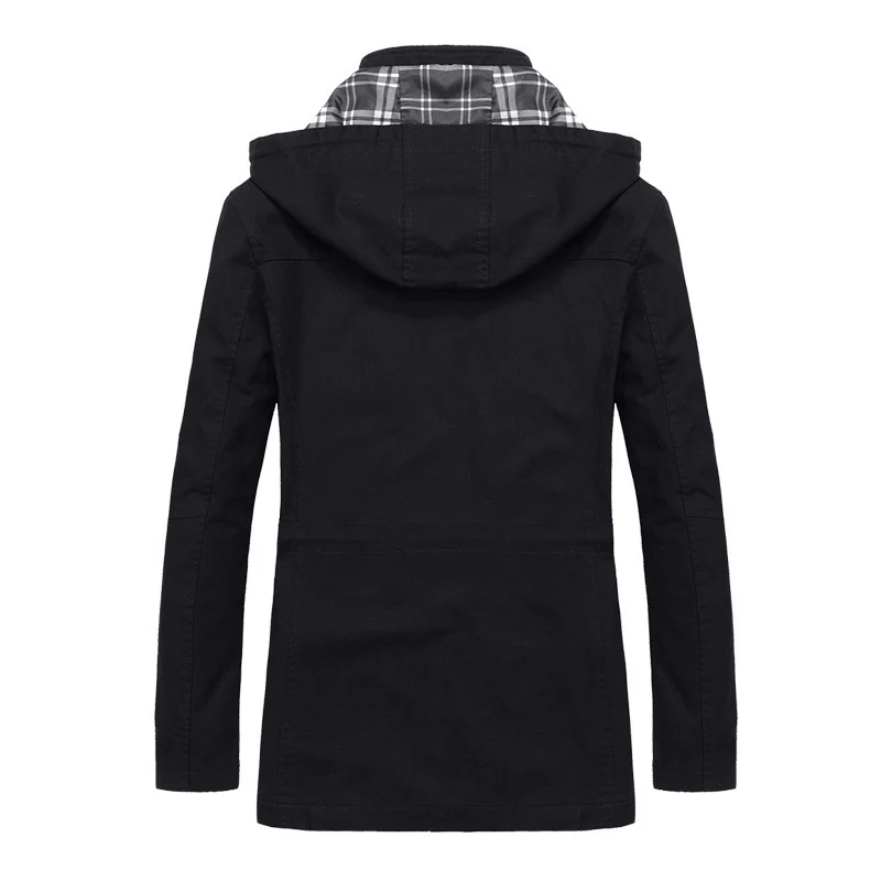 Herren Fieldparka im Urban-Utility Stil mit karierter Innenfutter, abnehmbarer Kapuze und Multifunktions‑Taschen Drune