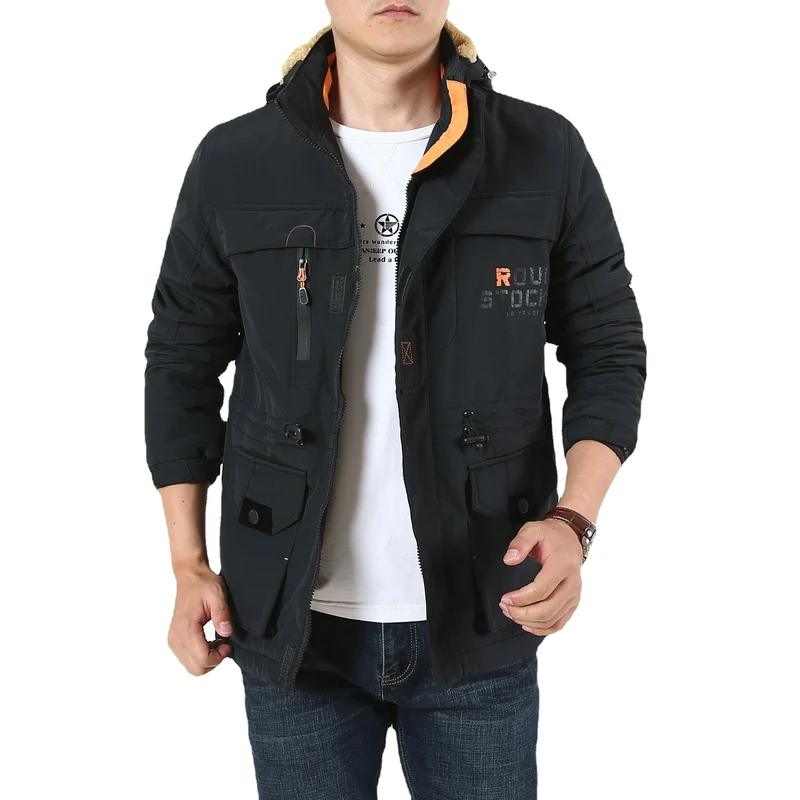 Herren Fieldjacke im Urban-Utility-Stil mit Mehrfachtaschen und hochschließendem Kragen Drune
