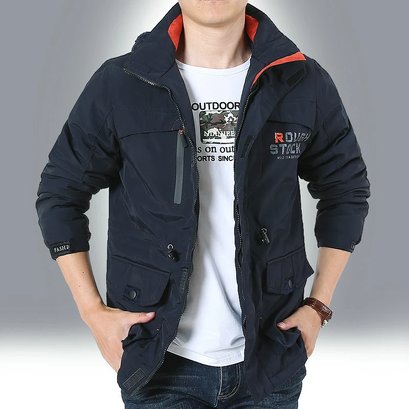 Herren Fieldjacke im Urban-Utility-Stil mit Mehrfachtaschen und hochschließendem Kragen Drune