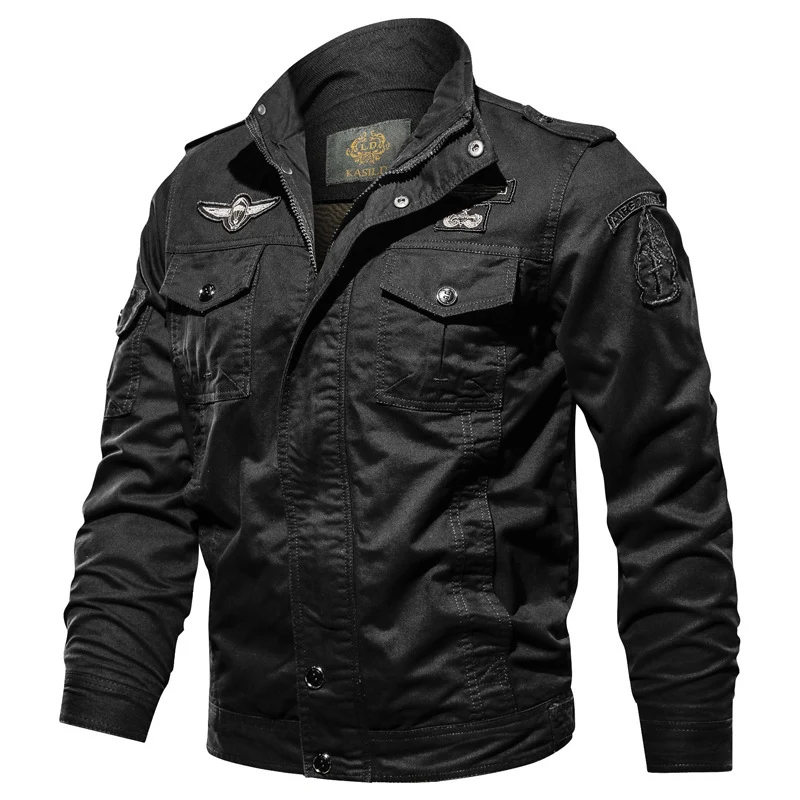 Herren Fieldjacke im Military-Canvas-Stil mit Epauletten und Multifachtaschen Drune
