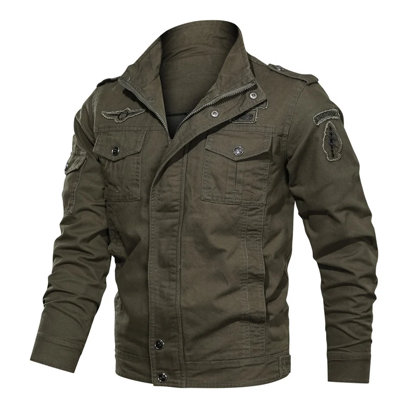 Herren Fieldjacke im Military-Canvas-Stil mit Epauletten und Multifachtaschen Drune