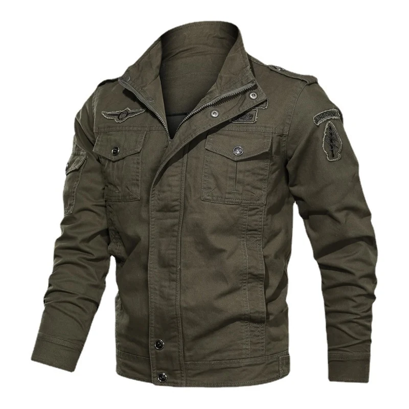 Herren Fieldjacke im Military-Canvas-Stil mit Epauletten und Multifachtaschen Drune
