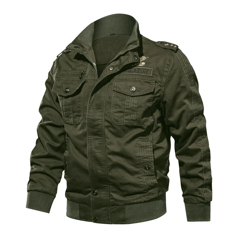 Herren Fieldbomberjacke im Military-Utility-Stil mit Schulterpatten, Rippenbündchen und aufgesetzten Brusttaschen Drune