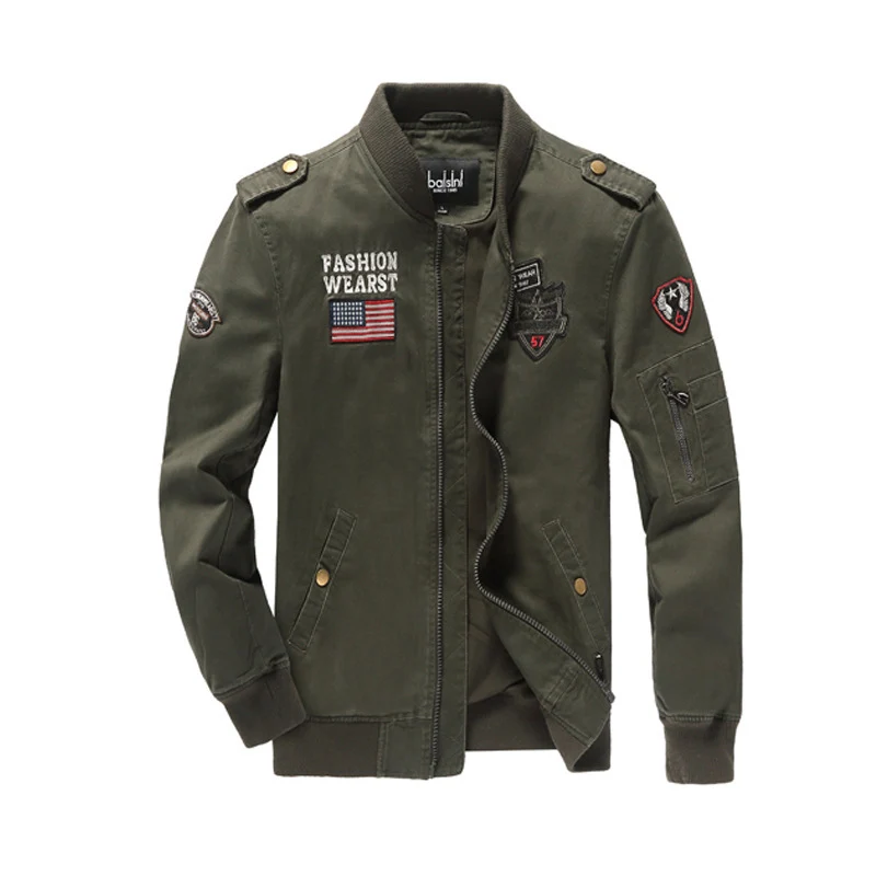 Herren Field-Bomberjacke im Pilotenstil mit Patch-Applikationen und Ärmeltasche Drune