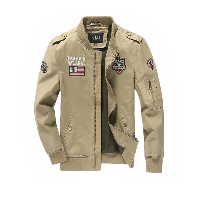 Herren Field-Bomberjacke im Pilotenstil mit Patch-Applikationen und Ärmeltasche Drune