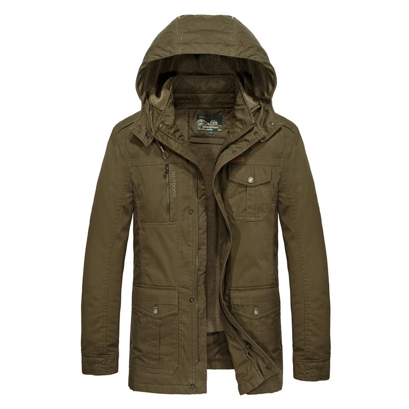 Herren Feldparka mit Teddyfutter und verstellbarer Kapuze Drune