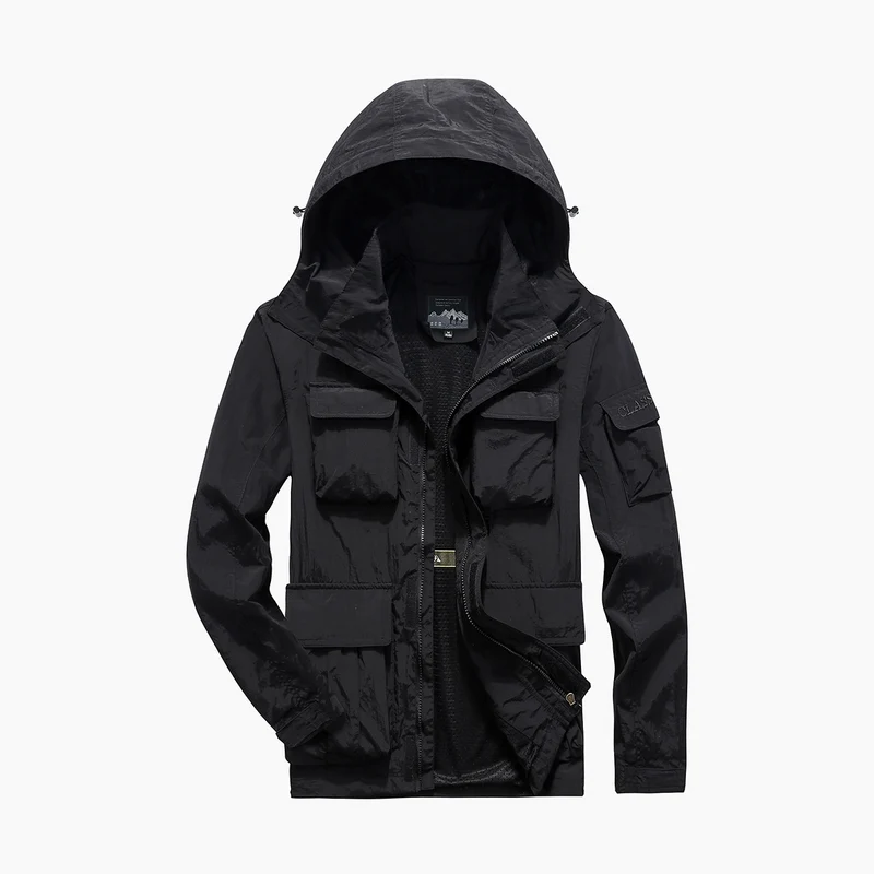 Herren Feldjacke im Utility‑Style mit Mehrfachtaschen, hohem Stehkragen und Reißverschluss Drune
