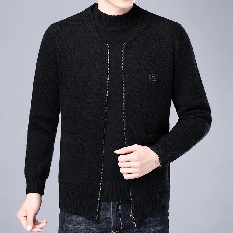 Herren Feinstrick-Cardigan mit durchgehendem Reißverschluss, Brustemblem und aufgesetzten Taschen Drune