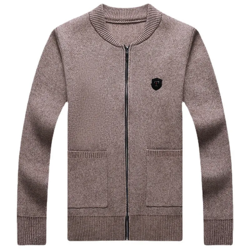 Herren Feinstrick-Cardigan mit durchgehendem Reißverschluss, Brustemblem und aufgesetzten Taschen Drune