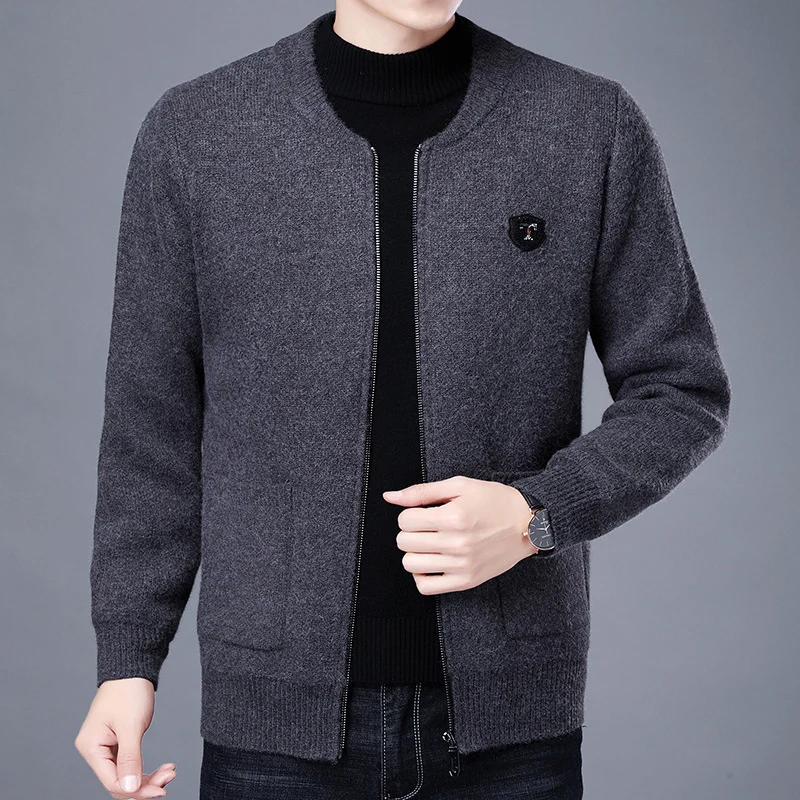 Herren Feinstrick-Cardigan mit durchgehendem Reißverschluss, Brustemblem und aufgesetzten Taschen Drune