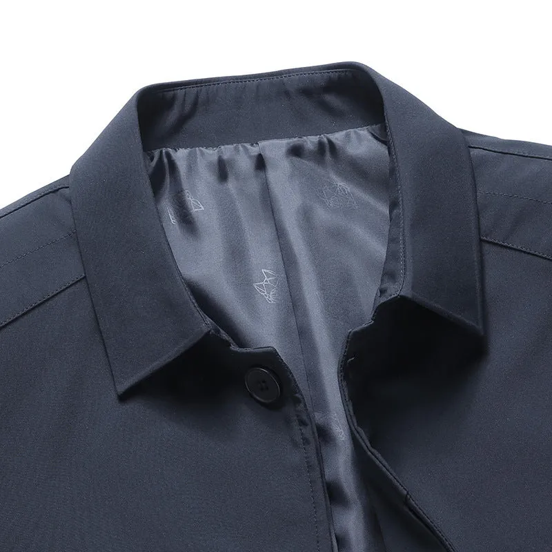 Herren elegantes leichtes City-Sakko im Blouson-Stil mit Hemdkragen und gefüttertem Innenfutter Drune