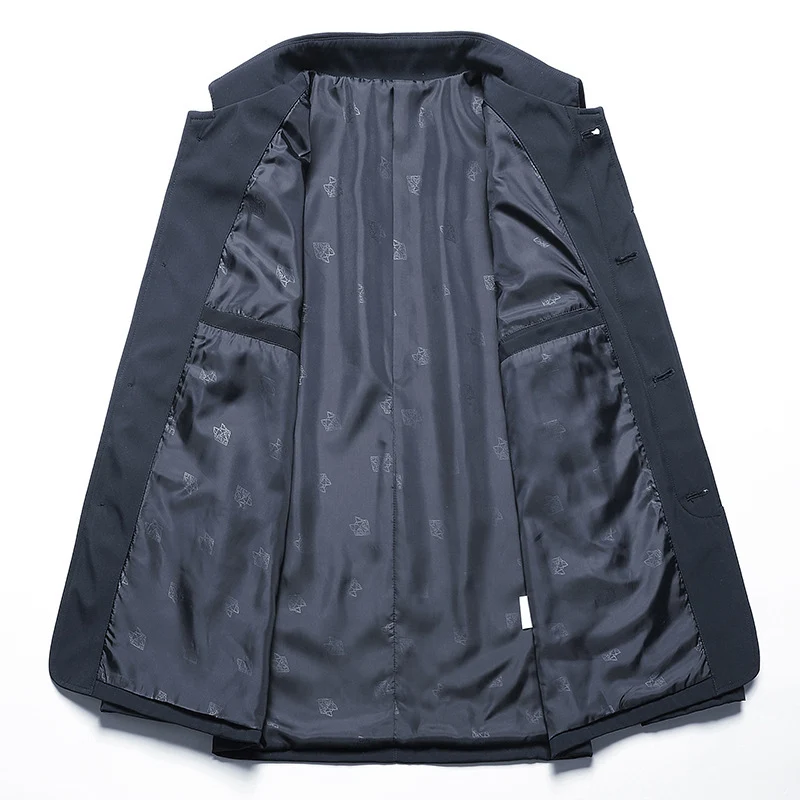 Herren elegantes leichtes City-Sakko im Blouson-Stil mit Hemdkragen und gefüttertem Innenfutter Drune