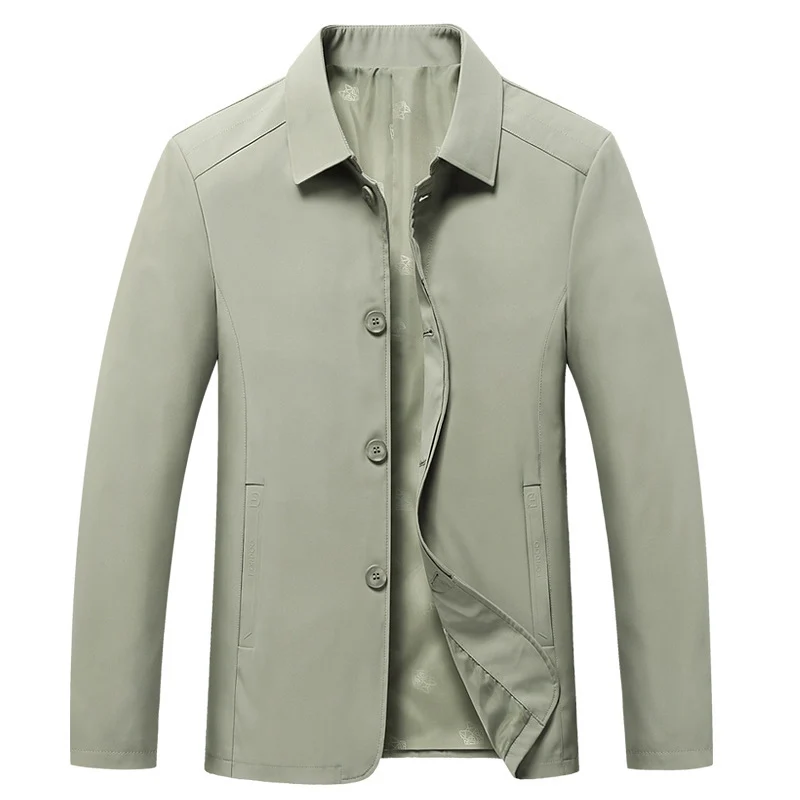 Herren elegantes leichtes City-Sakko im Blouson-Stil mit Hemdkragen und gefüttertem Innenfutter Drune