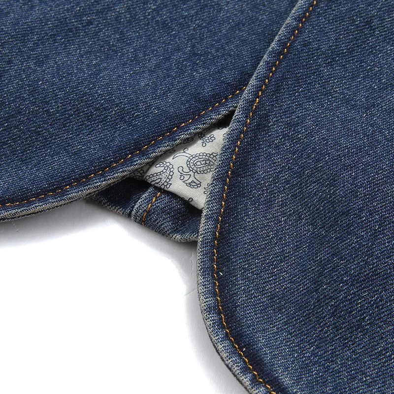 Herren Elegantes Denim-Sakko im Blazerstil mit Kunstlederbesatz und Paisley-Futter Drune