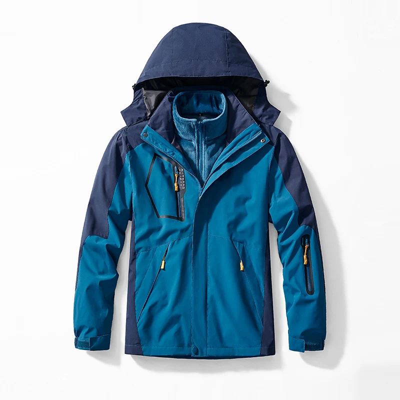 Herren Drei-in-eins Outdoor-Softshelljacke mit abnehmbarer Fleece-Innenjacke und Kapuze Drune