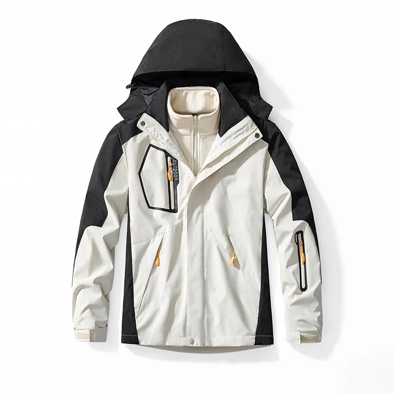 Herren Drei-in-eins Outdoor-Softshelljacke mit abnehmbarer Fleece-Innenjacke und Kapuze Drune