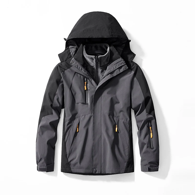 Herren Drei-in-eins Outdoor-Softshelljacke mit abnehmbarer Fleece-Innenjacke und Kapuze Drune