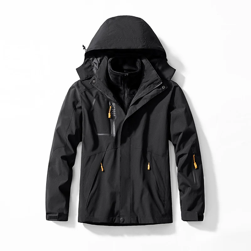 Herren Drei-in-eins Outdoor-Softshelljacke mit abnehmbarer Fleece-Innenjacke und Kapuze Drune