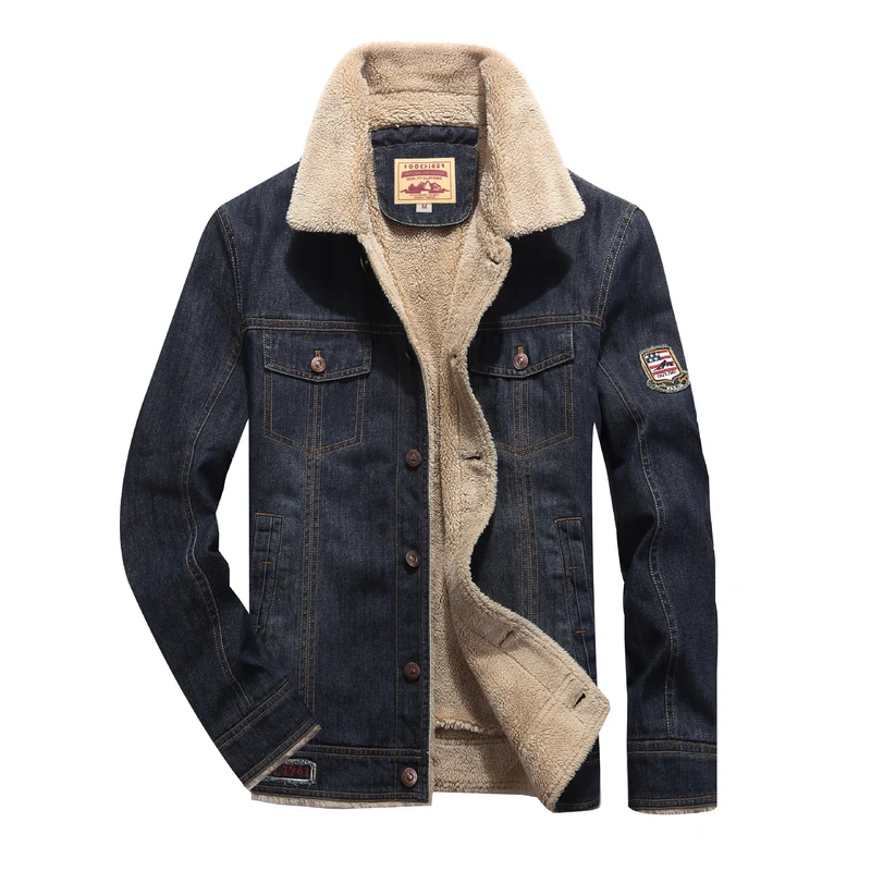 Herren Denimjacke mit wärmender Sherpa-Innenfütterung und Retro-Worker-Details Drune