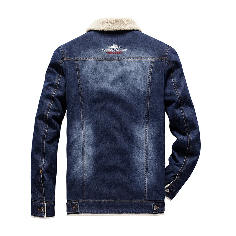 Herren Denim-Truckerjacke mit wärmender Sherpa‑Fütterung und Vintage‑Used-Details Drune