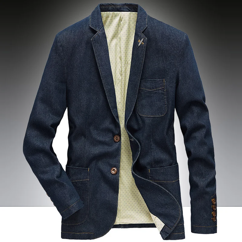 Herren Denim-Sakko im unstrukturierten Worker-Stil mit aufgesetzten Taschen Drune