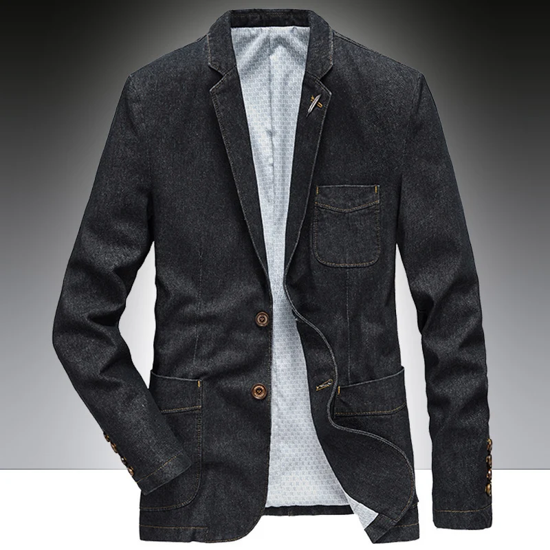 Herren Denim-Sakko im unstrukturierten Worker-Stil mit aufgesetzten Taschen Drune