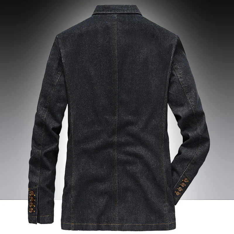 Herren Denim-Sakko im unstrukturierten Worker-Stil mit aufgesetzten Taschen Drune