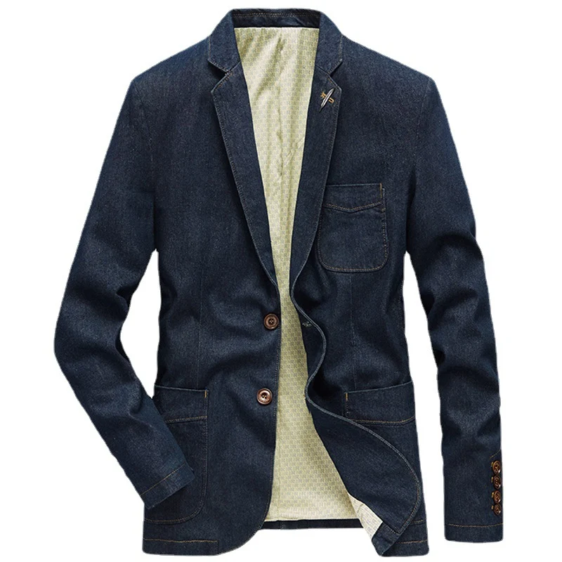 Herren Denim-Sakko im unstrukturierten Worker-Stil mit aufgesetzten Taschen Drune
