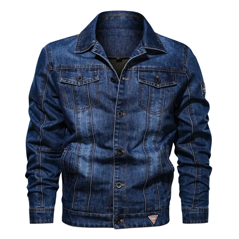 Herren Denim-Jeansjacke im Truckerstil mit gesteppter Innenlage und markanten Ziernähten Drune