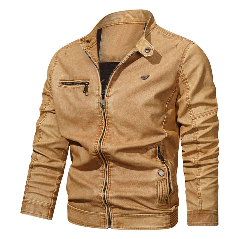 Herren Denim-Bomberjacke im Vintage-Look mit Reißverschluss und Ärmesteppungen Drune