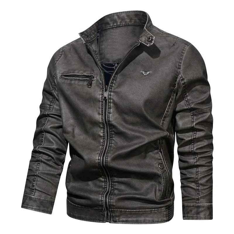 Herren Denim-Bomberjacke im Vintage-Look mit Reißverschluss und Ärmesteppungen Drune