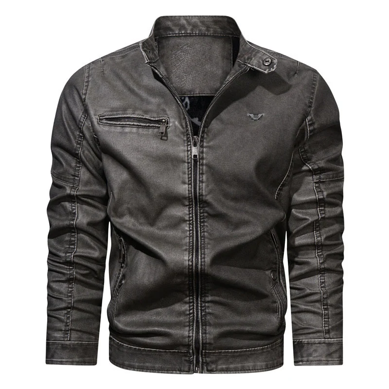 Herren Denim-Blouson im Pilotenstil mit tailliertem Schnitt, Reißverschlusstaschen und Steppdetails Drune