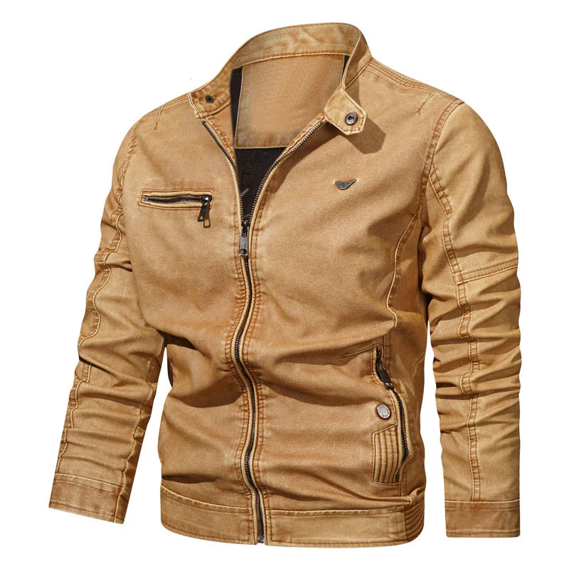 Herren Denim-Blouson im Pilotenstil mit tailliertem Schnitt, Reißverschlusstaschen und Steppdetails Drune