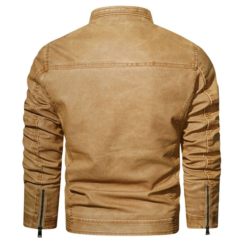 Herren Denim-Blouson im Aviator-Look mit hochschließendem Stehkragen, Zierfaltenärmeln und verdeckten Reißverschlusstaschen Drune