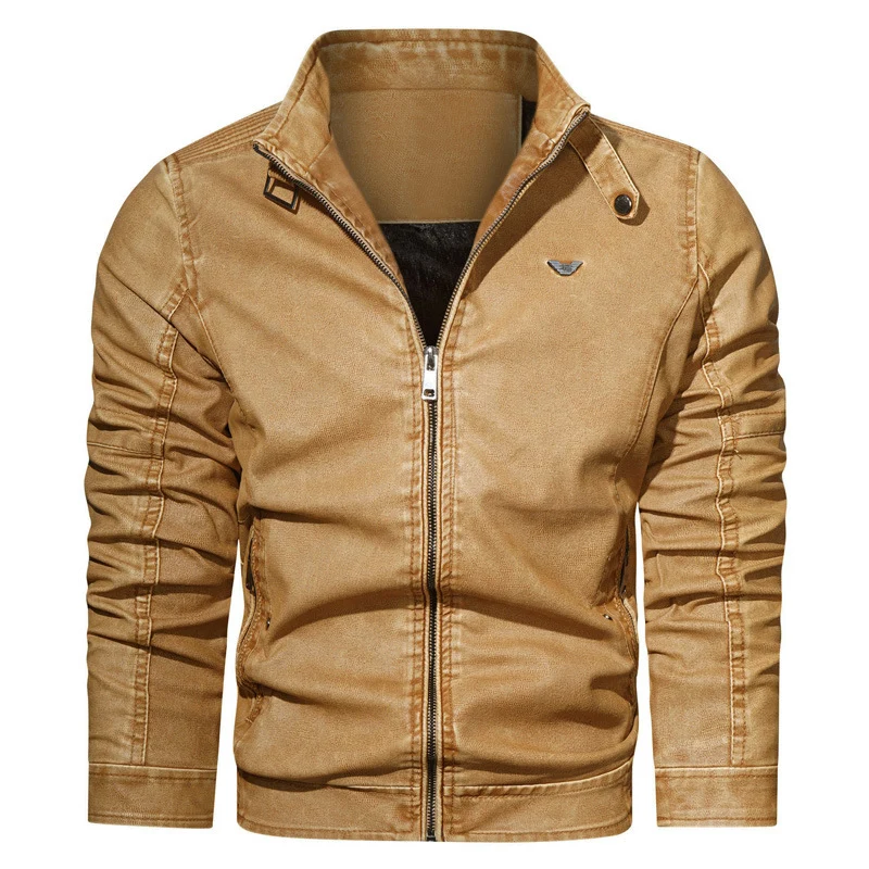 Herren Denim-Blouson im Aviator-Look mit hochschließendem Stehkragen, Zierfaltenärmeln und verdeckten Reißverschlusstaschen Drune